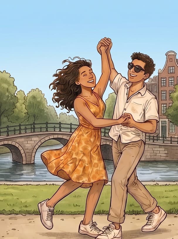 Dancing salsa illustration — Mostly sunny